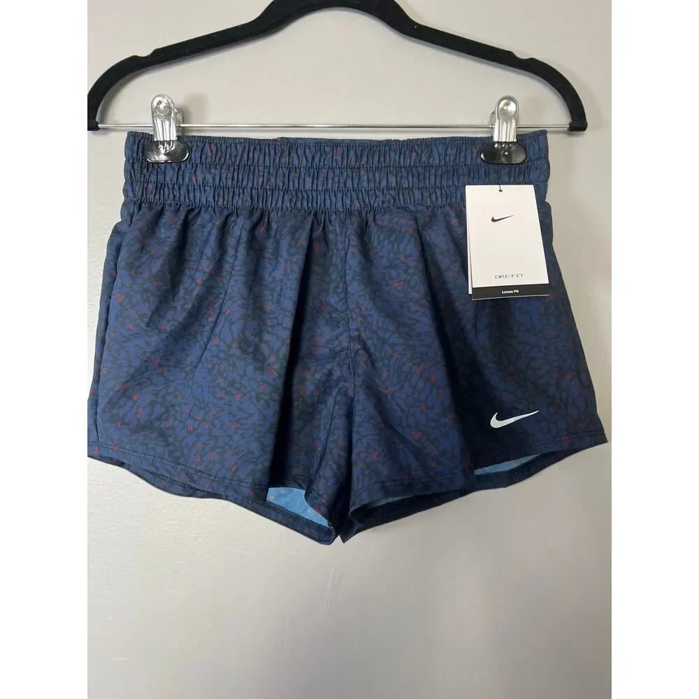 Nike Dri-FIT Running Shorts Women’s Small Blue Abstract Gym Athletic Lined NWT